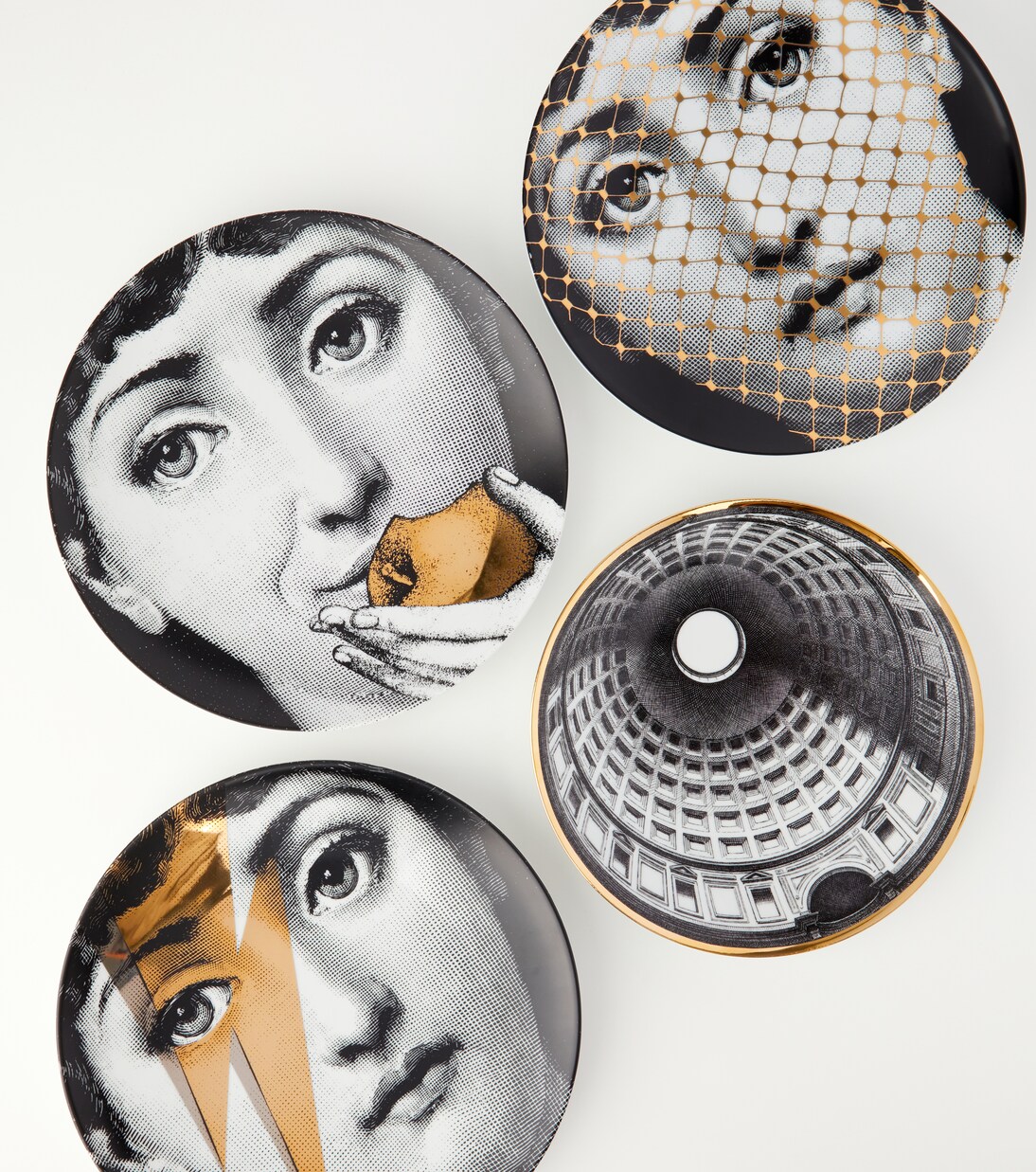 Cupola Pantheon (Roma) plate in white Fornasetti Mytheresa