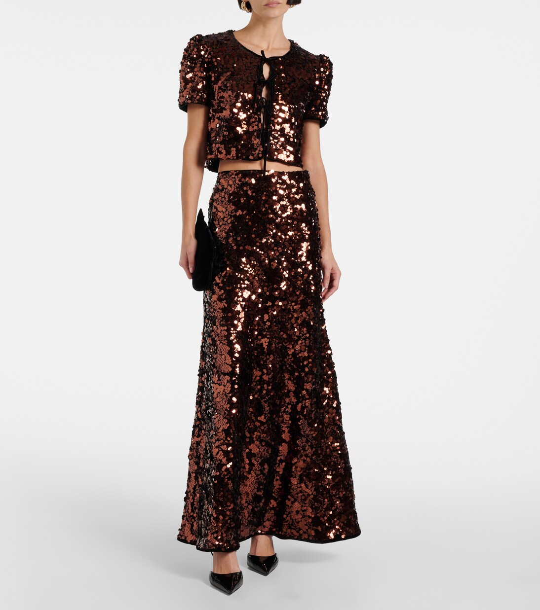 Brown Sequin Maxi Skirt