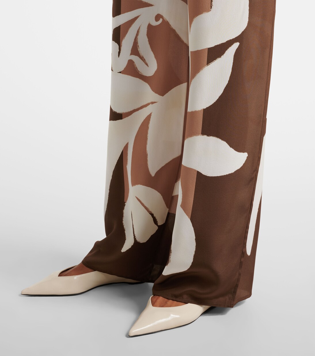 Luxurious Brown Satin High Waist Pleated Pants