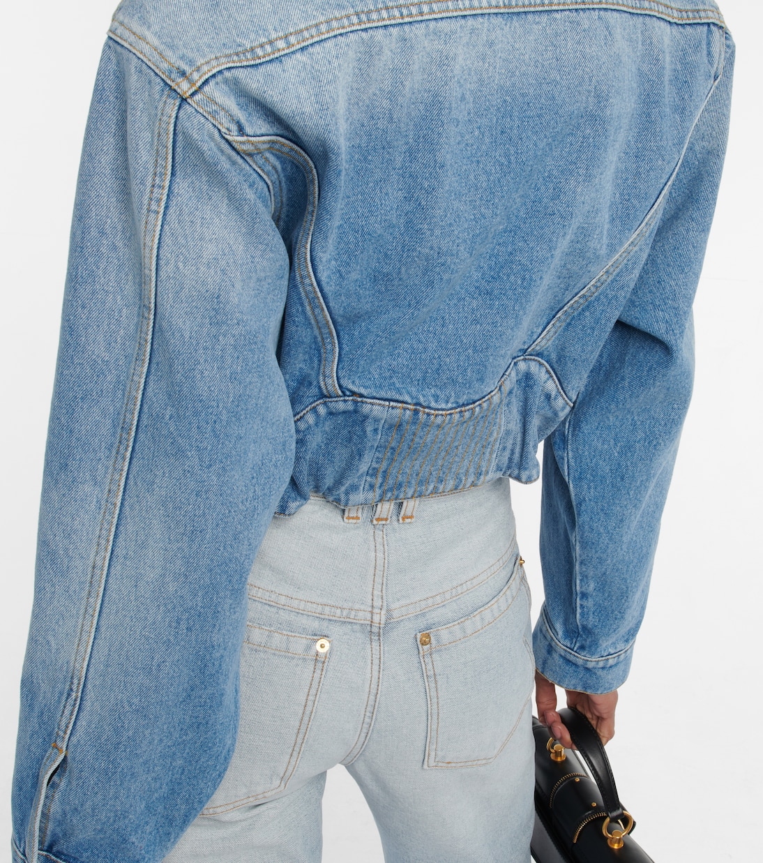 Cropped-Jeansjacke in Blau - Balmain | Mytheresa 