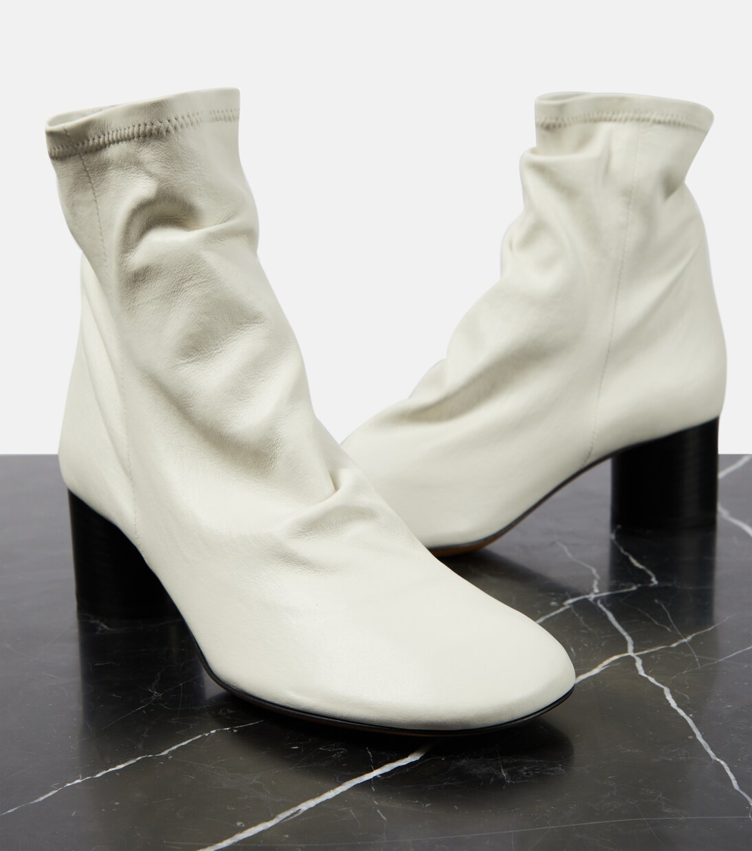 Laeden Leather Ankle Boots In White Isabel Marant Mytheresa