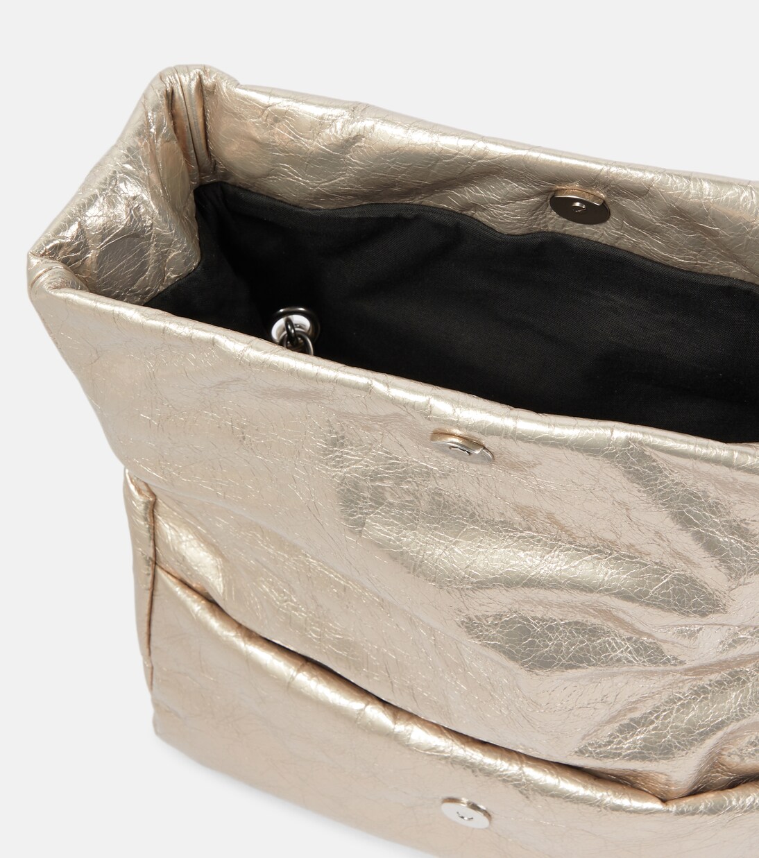 Schultertasche Monaco Small aus Metallic-Leder in Beige  