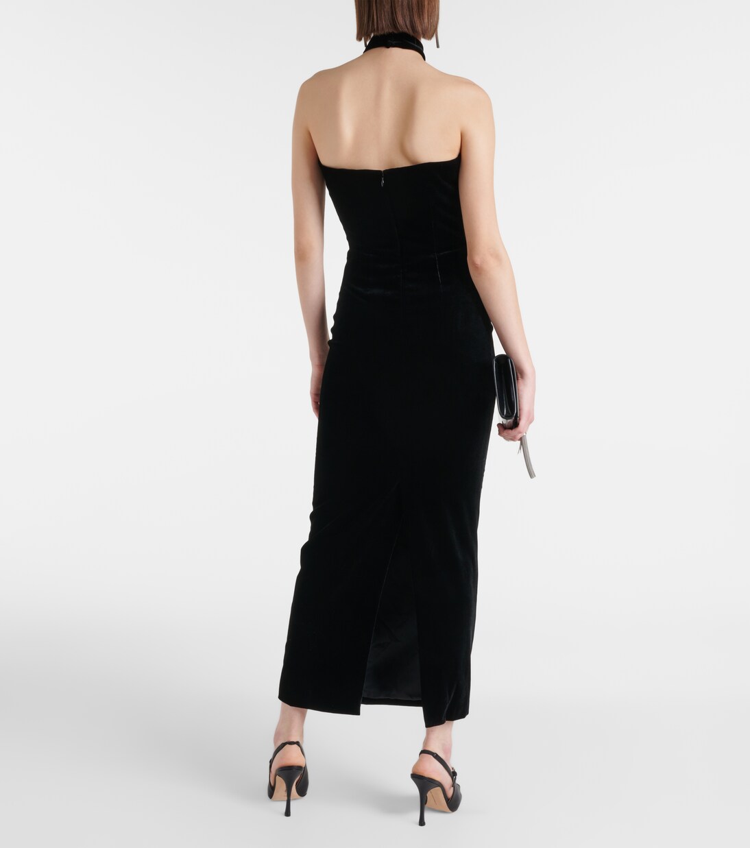 Bow-detail velvet midi dress in black - Alessandra Rich | Mytheresa