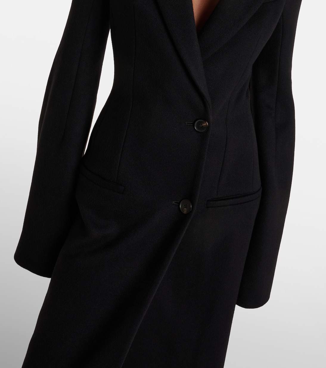 Wool and cashmere coat in black Alexander Mc Queen Mytheresa