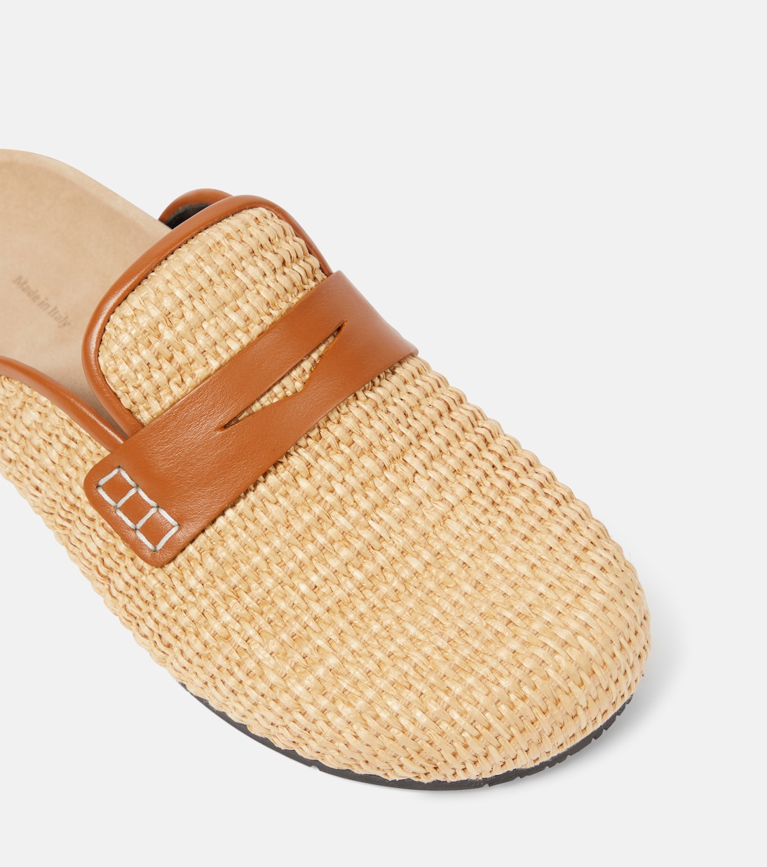 JW Anderson Tess leather trimmed raffia mules 