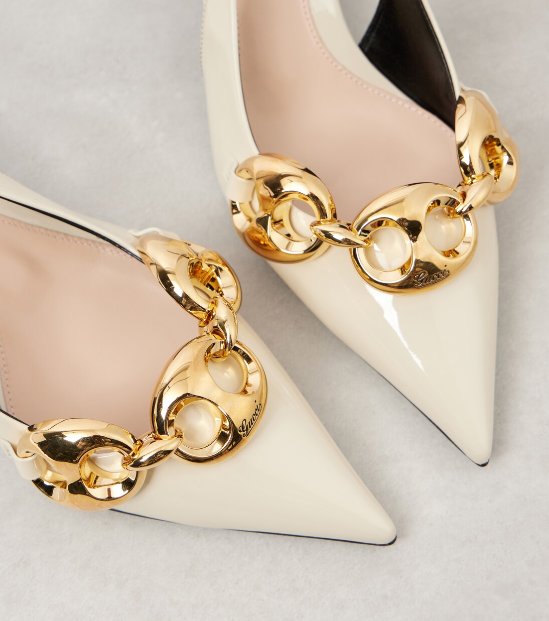 Slingback-Pumps Marina aus Lackleder in Weiß - Gucci | Mytheresa 【新品 送料込】Q-85 対応 バッテリー Q-100 /Q-55/Q85