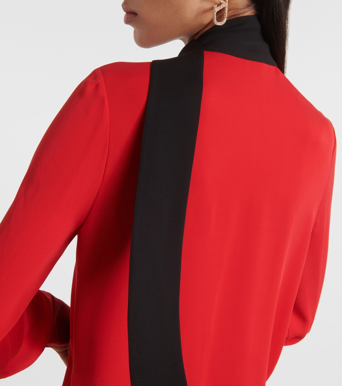 Valentino Strawberry Silk Bow Blouse