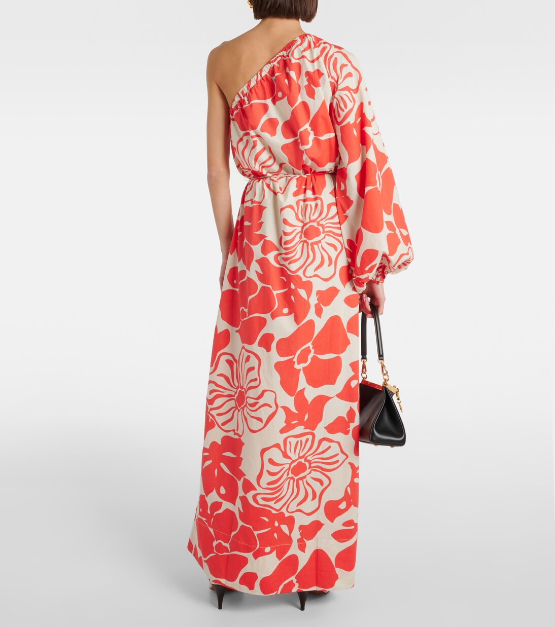 Amoura | Red Square-Neck Draped Wrap Maxi Dress