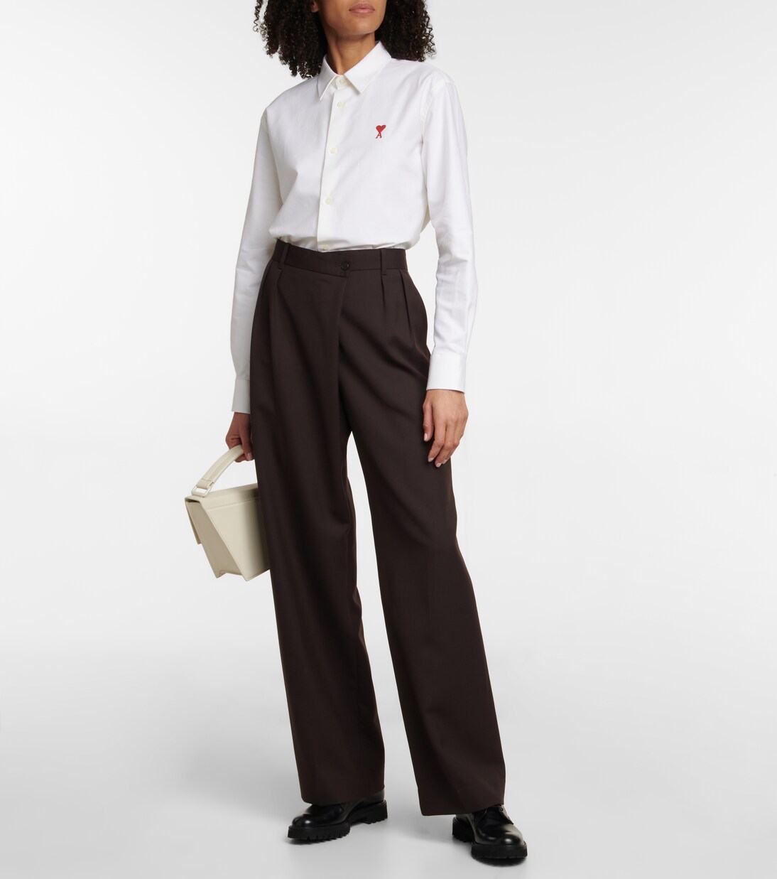 Hemd Ami de Cœur aus Baumwollpopeline in Weiß - Ami Paris | Mytheresa