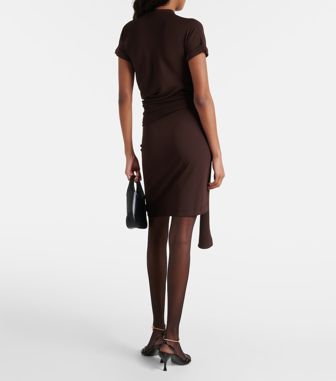 Draped jersey minidress in brown - Ferragamo | Mytheresa