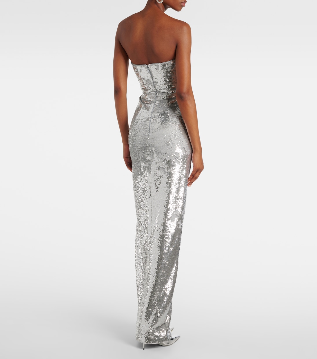Corset Top Fitted Sheath Gown Silver main image 0