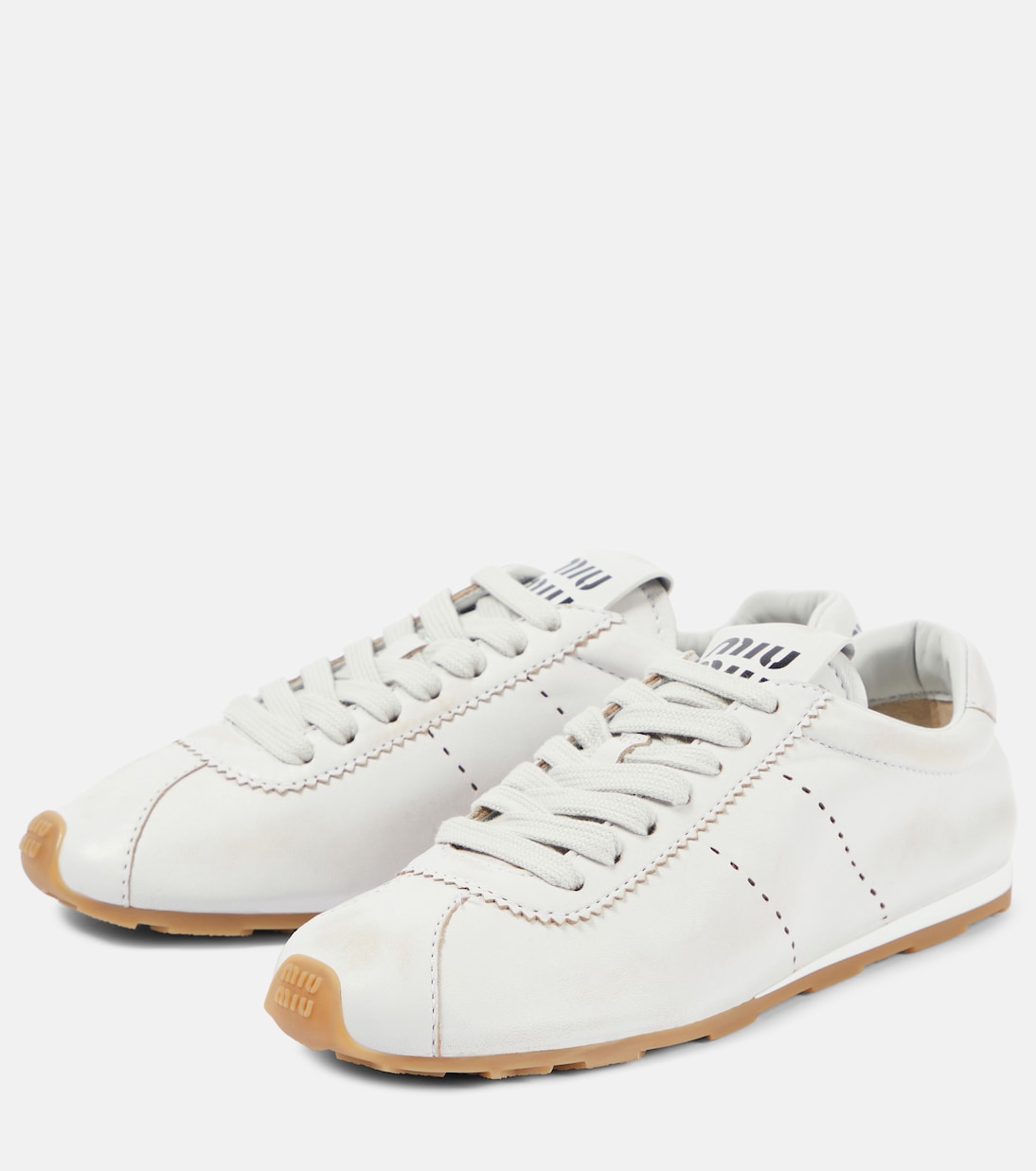 Sneakers aus Leder in Weiß - Miu Miu | Mytheresa 