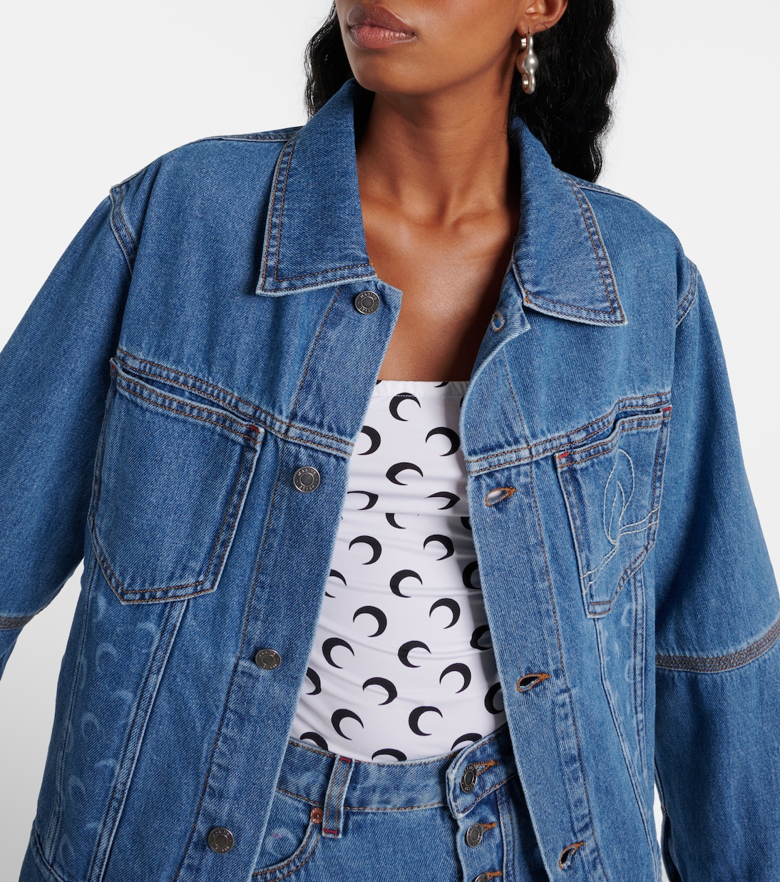 Jeansjacke Moon Laser in Blau - Marine Serre | Mytheresa