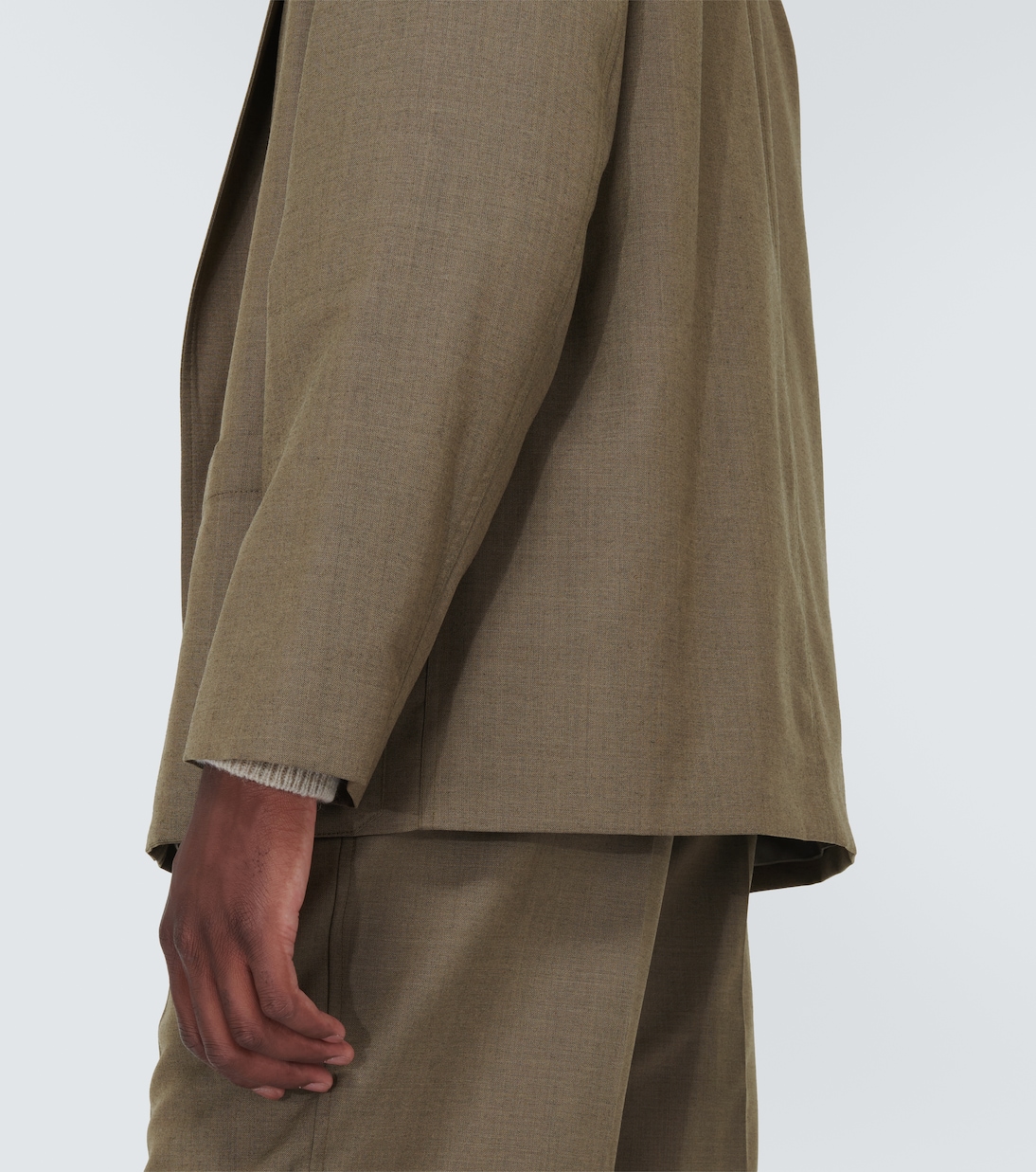 Double-breasted mélange twill blazer in beige - Lemaire | Mytheresa