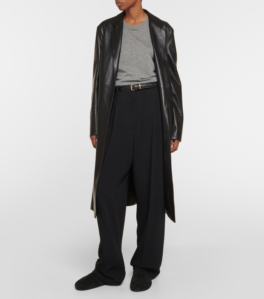 Mantel Babil aus Leder in Schwarz - The Row | Mytheresa 