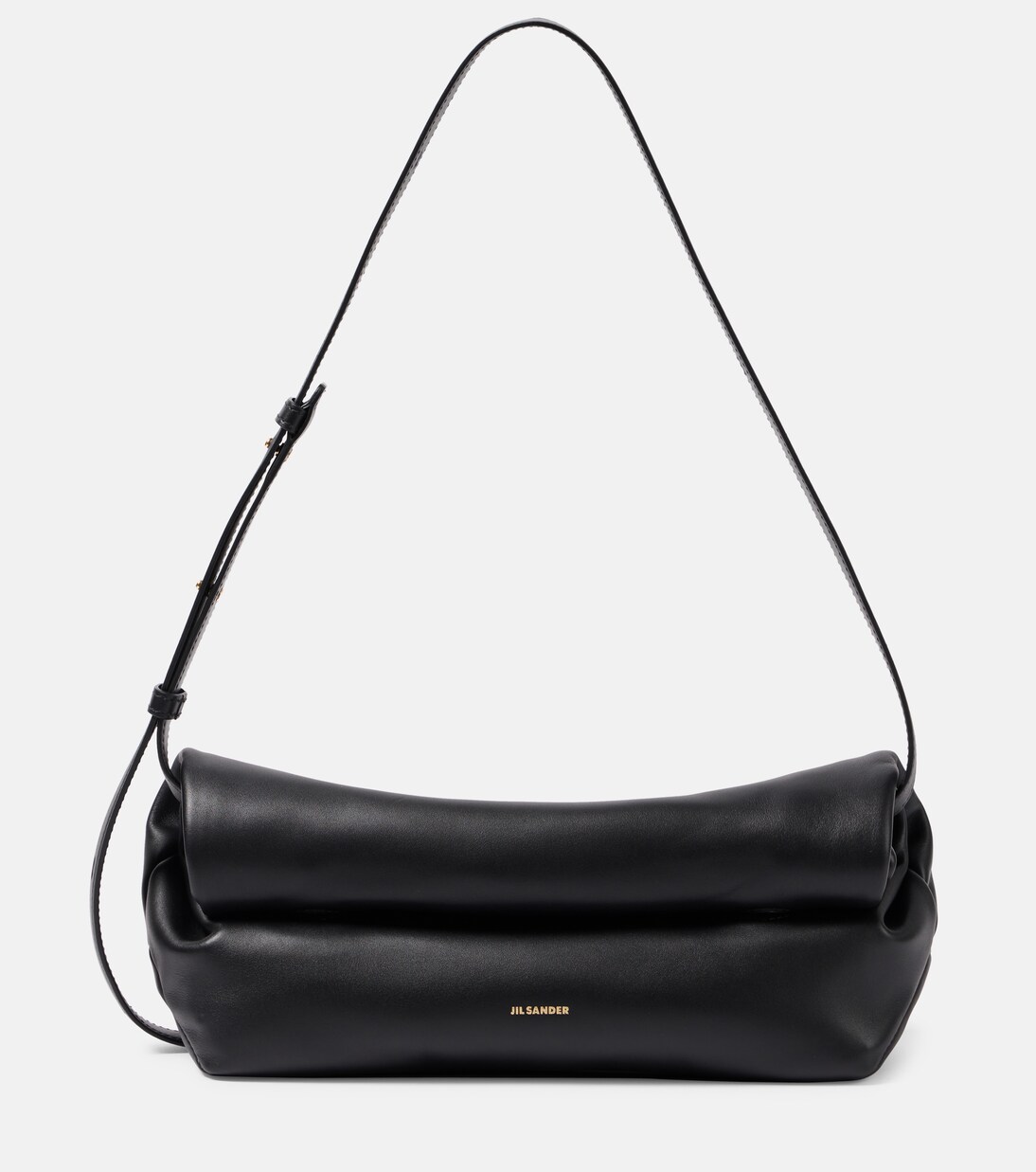 Rollup Small leather shoulder bag in black - Jil Sander  