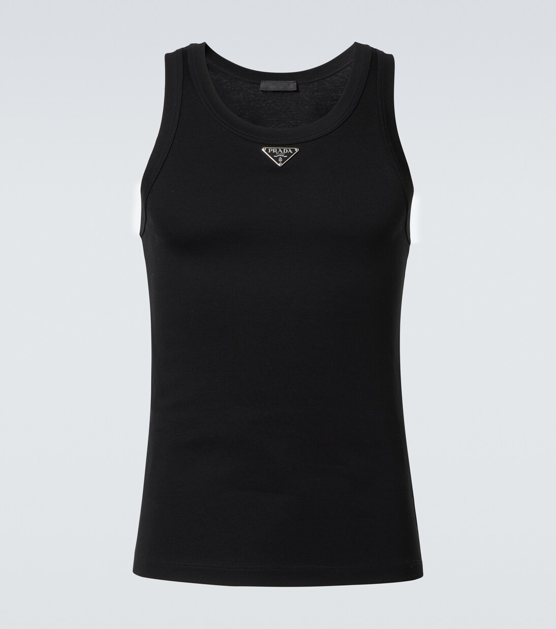 Logo cotton tank top in black - Prada | Mytheresa