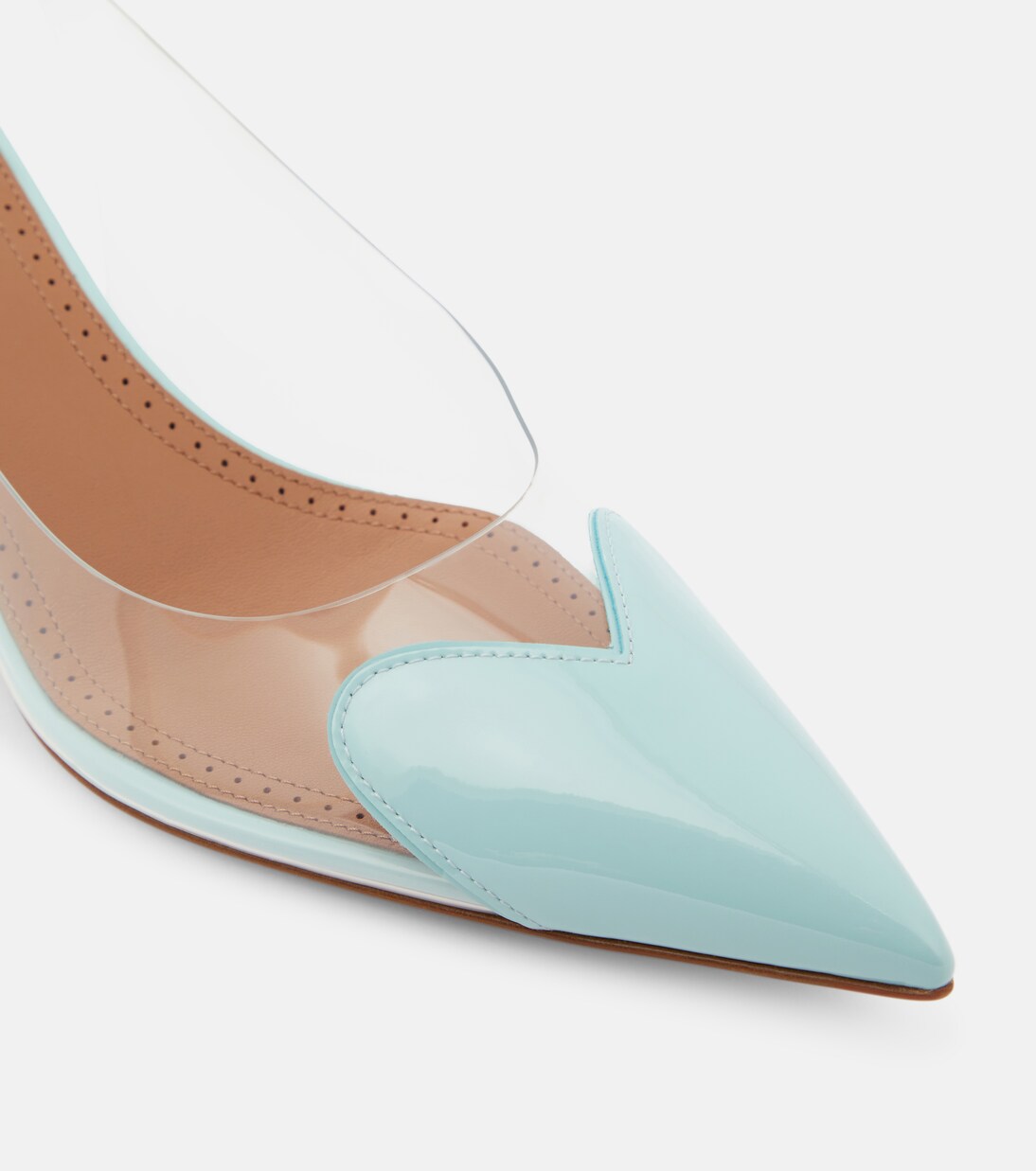 ALAIA LE COEUR FLAT SLINGBACKS IN BLACK PATENT LAMBSKIN