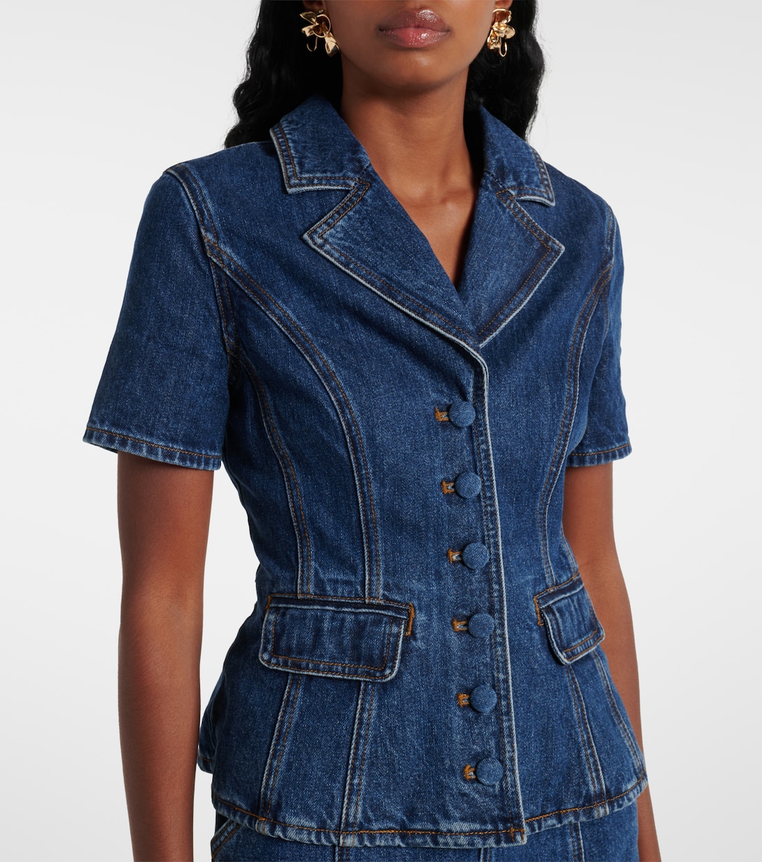 Indigo Denim Flared Midi Dress main image 1