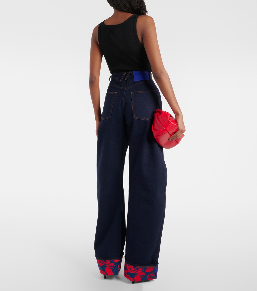 Burgundy High Rise Wide Jeans