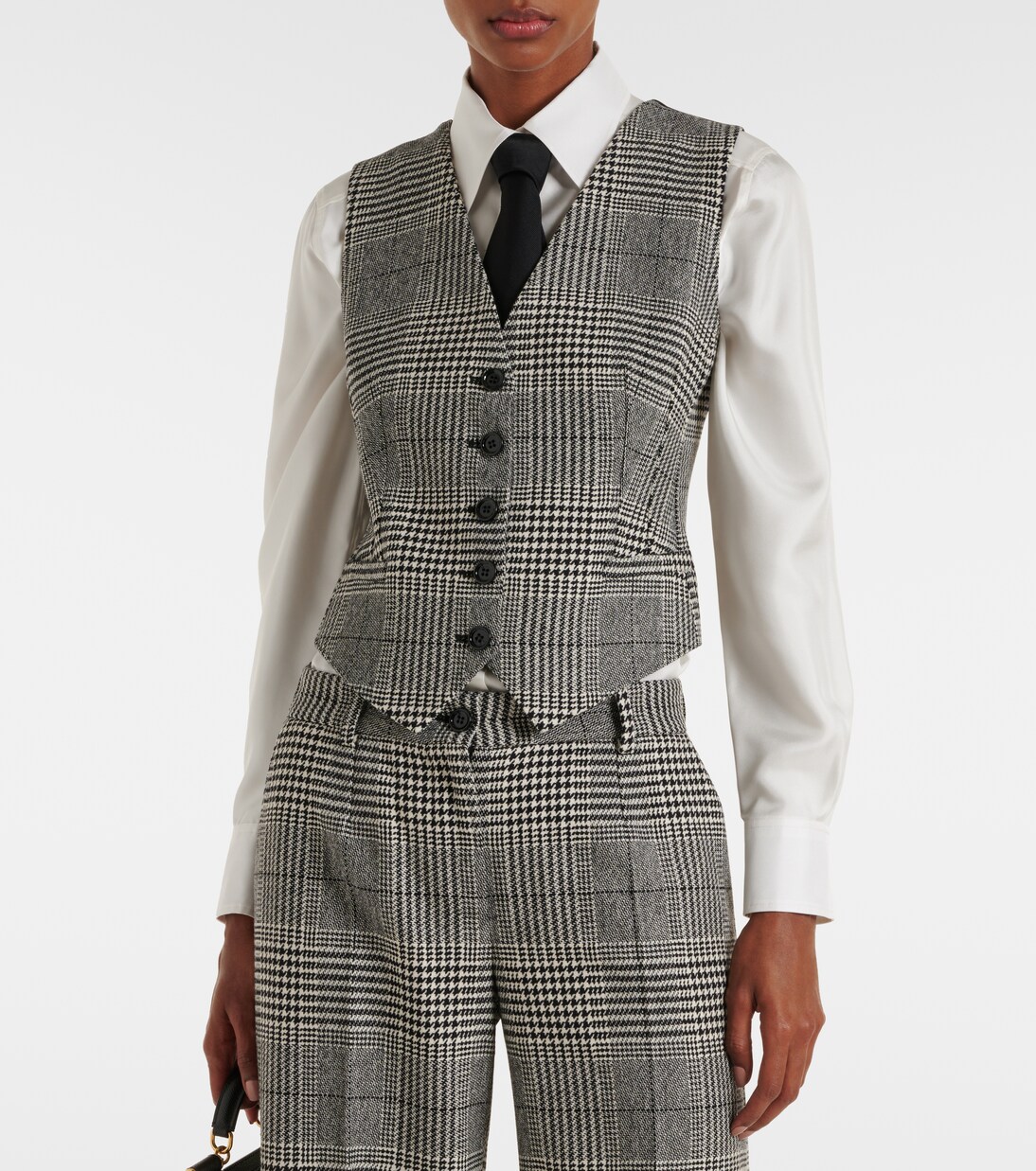 Dolce & Gabbana Gray Striped Wool Single Breasted Vest