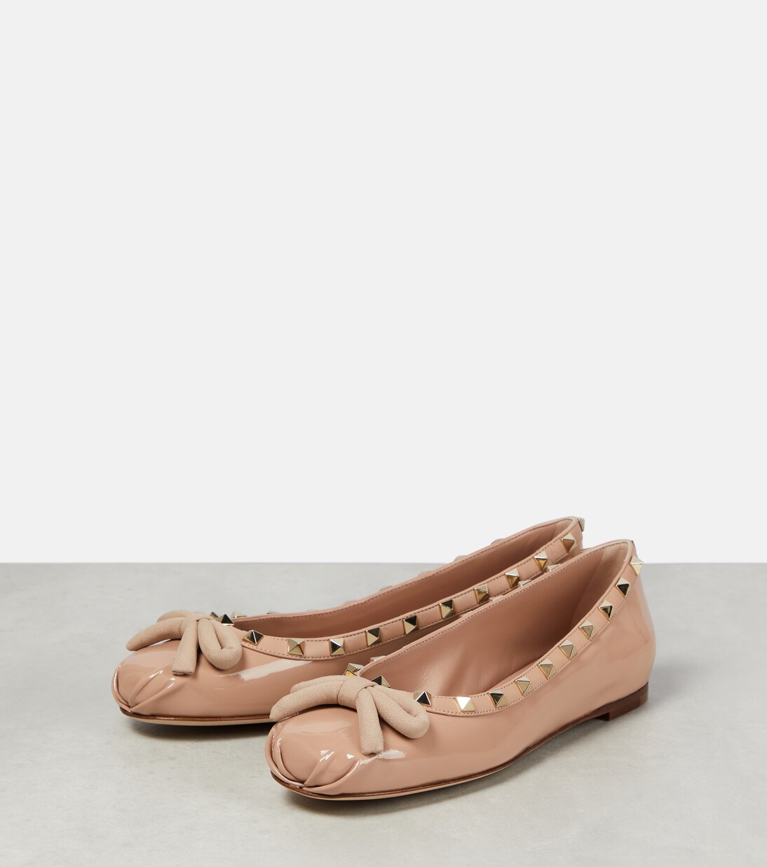 Ballerines Valentino Garavani Rockstud Rose - Taille 38.5, Cuir, Occasion Très Bon état