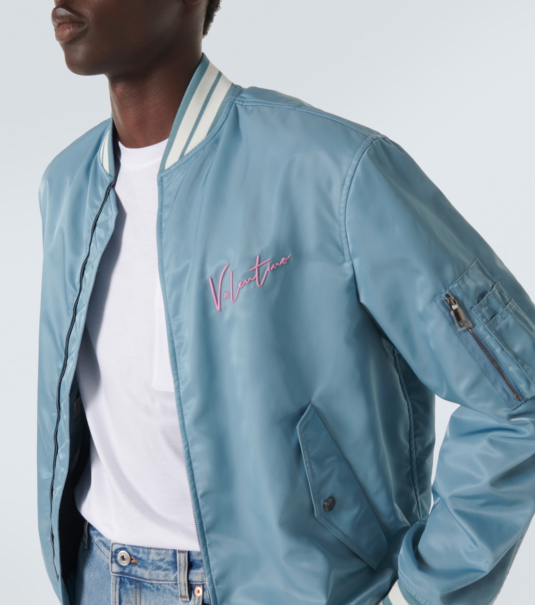VLogo Signature bomber jacket in blue Valentino Mytheresa
