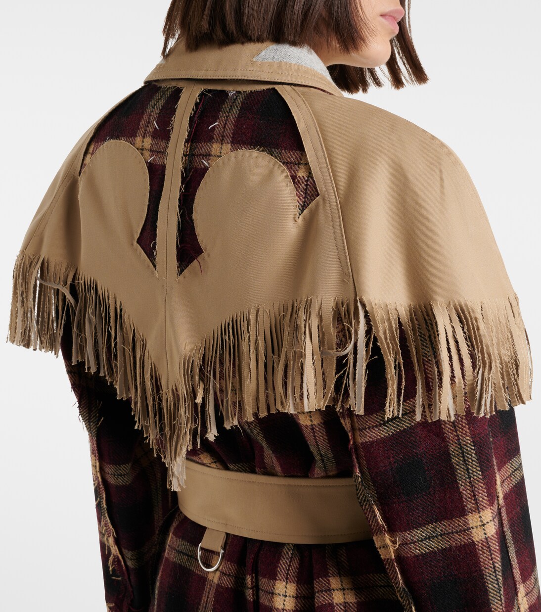 Fringed checked trench coat in multicoloured - Maison Margiela  