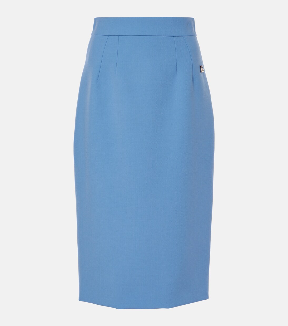 Dolce & Gabbana Dark Green High Waist Midi Pencil Cut Pleated Skirt