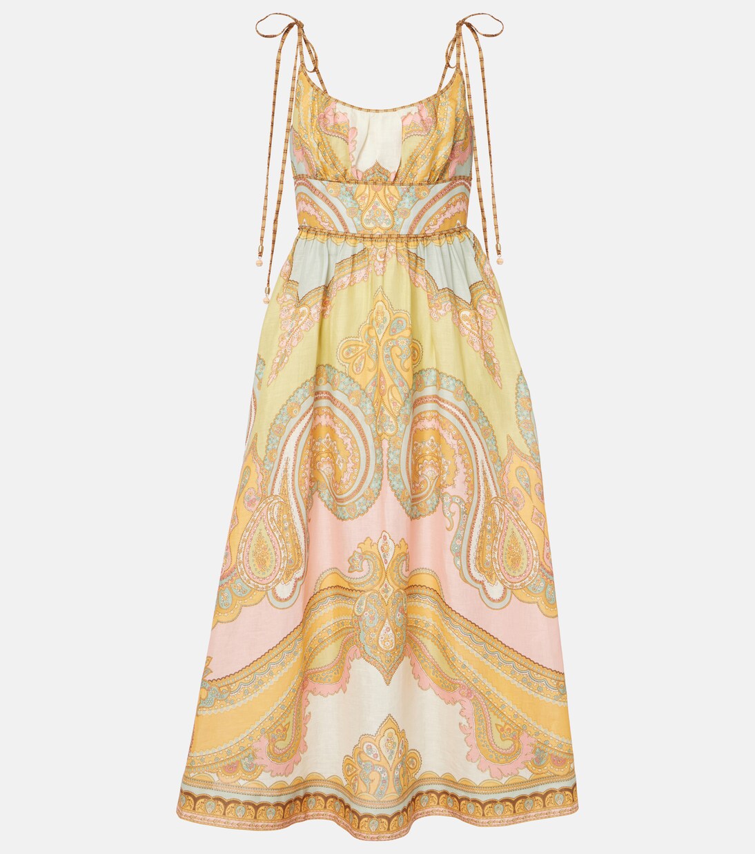 Robe Midi Zimmermann Lumino En Soie 100% - Taille AU 2 M - Jaune Citron Pâle - Occasion Très Bon état