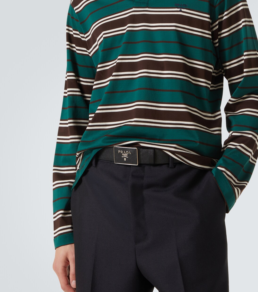 Saffiano leather logo belt in black - Prada | Mytheresa
