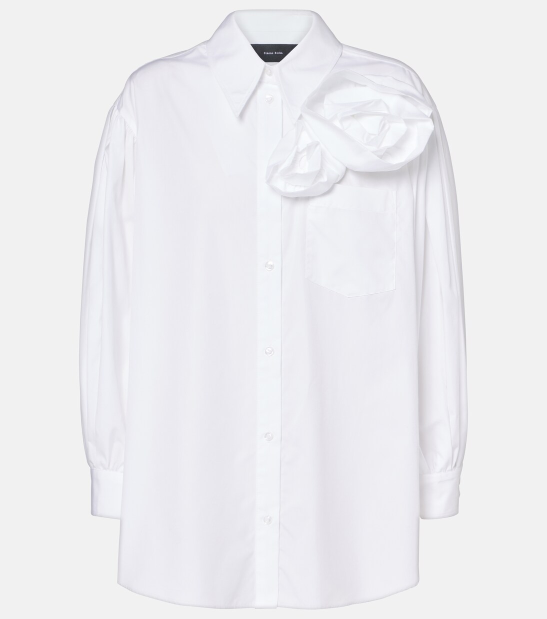 Simone Rocha Women's Ruffle Heart Stripe Cotton Shirt - Blue