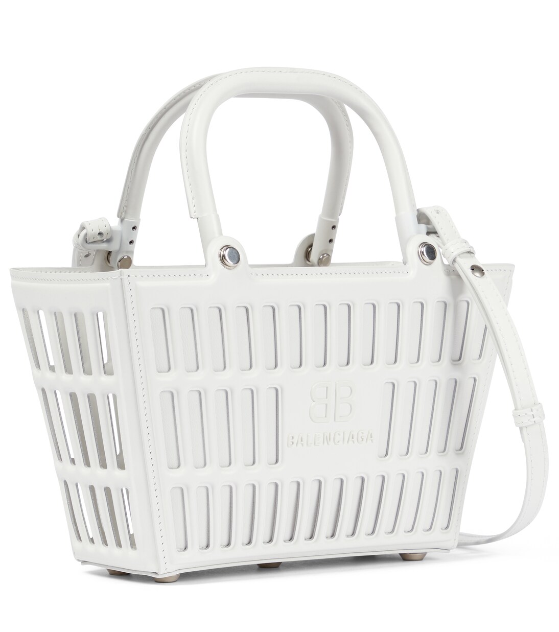 Mag Small leather tote in white Balenciaga Mytheresa
