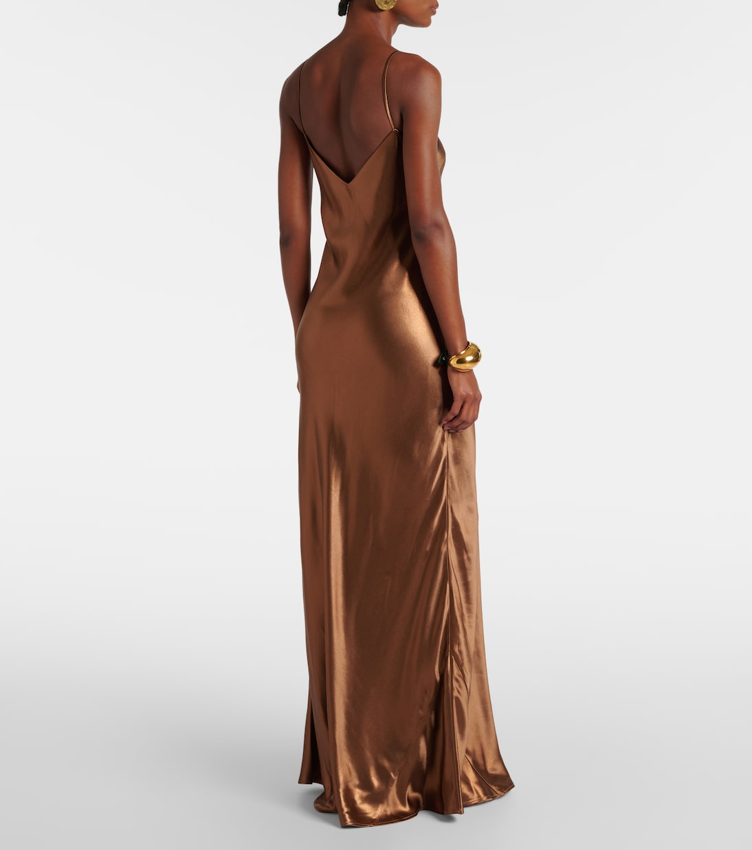 Provence satin maxi dress in brown Galvan Mytheresa