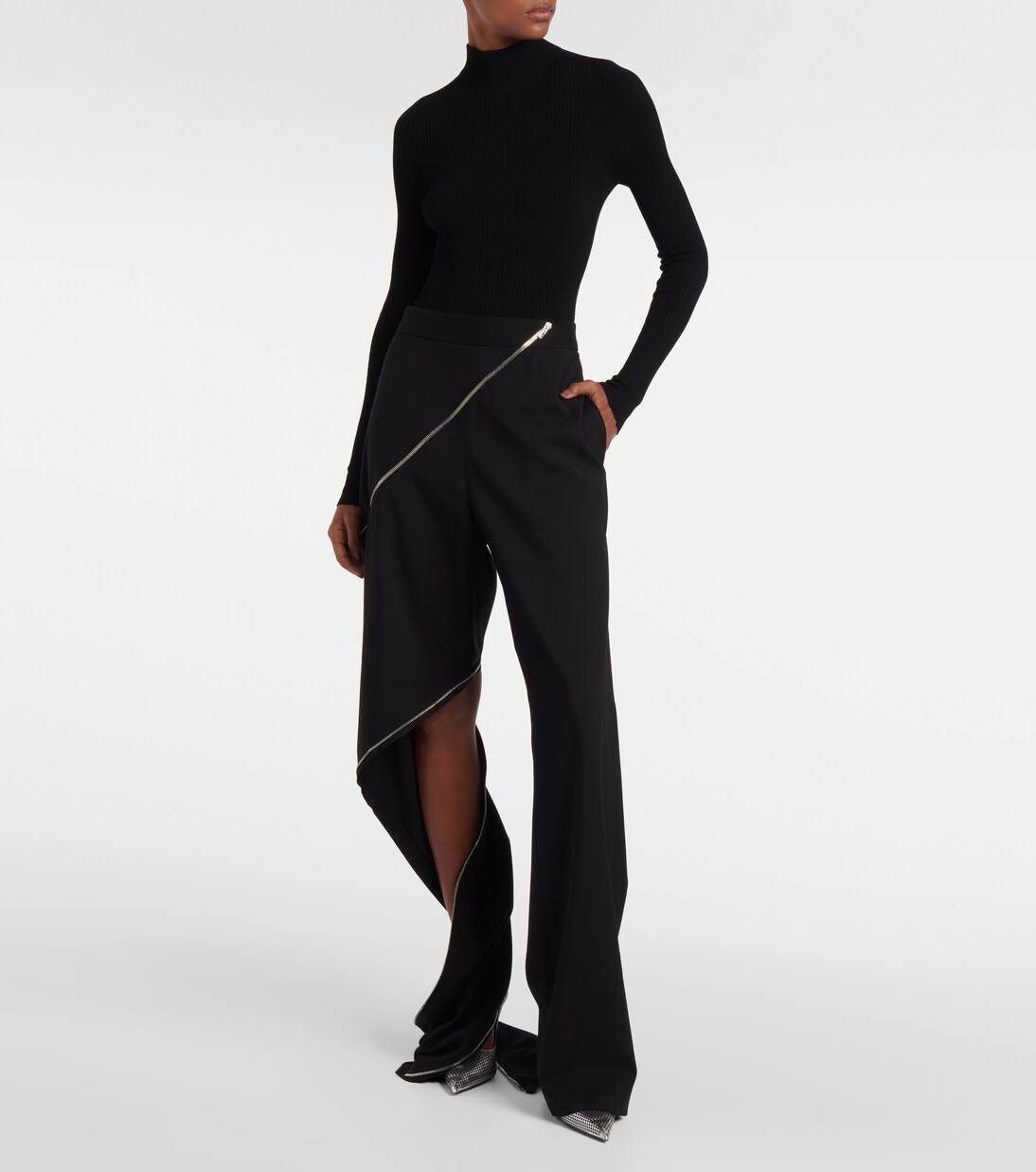 Vivo Samira Pants in Rayon - Black / White Spiral Print main image 0