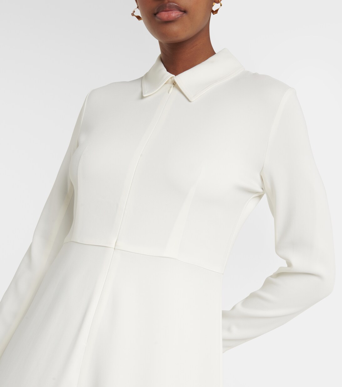 pleated white shirt dress
