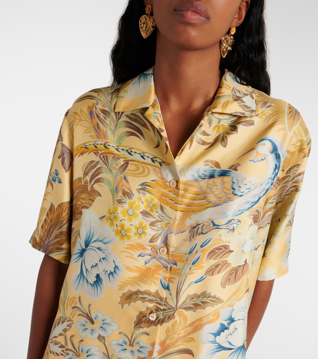 Etro Silk Shirt with All-Over Floral Print
