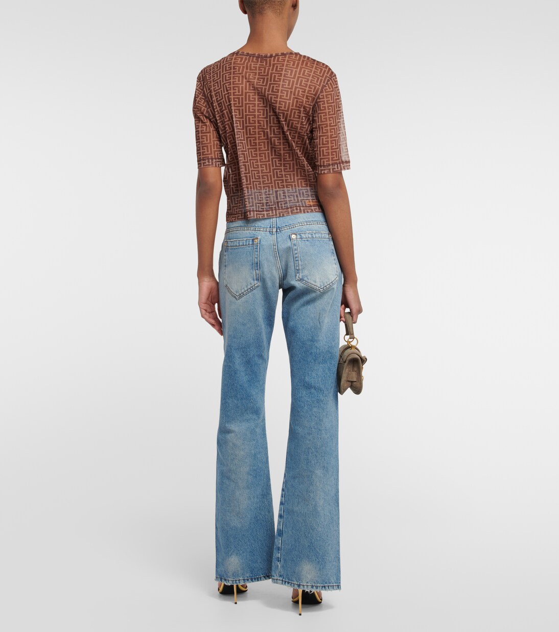Bedrucktes Cropped-Top in Braun - Balmain | Mytheresa