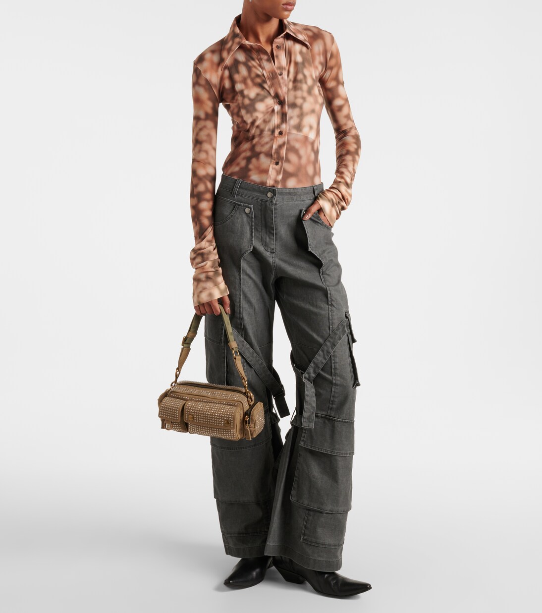 Cargo crystal-embellished shoulder bag in green - Marc Jacobs