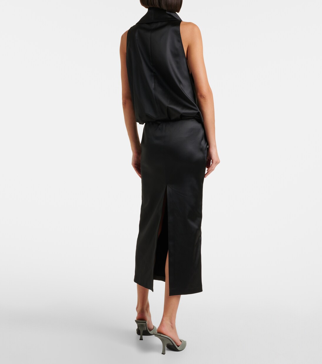 The Attico Women Midi Black Skirt With Maxi Cut-Out In Denim Woman