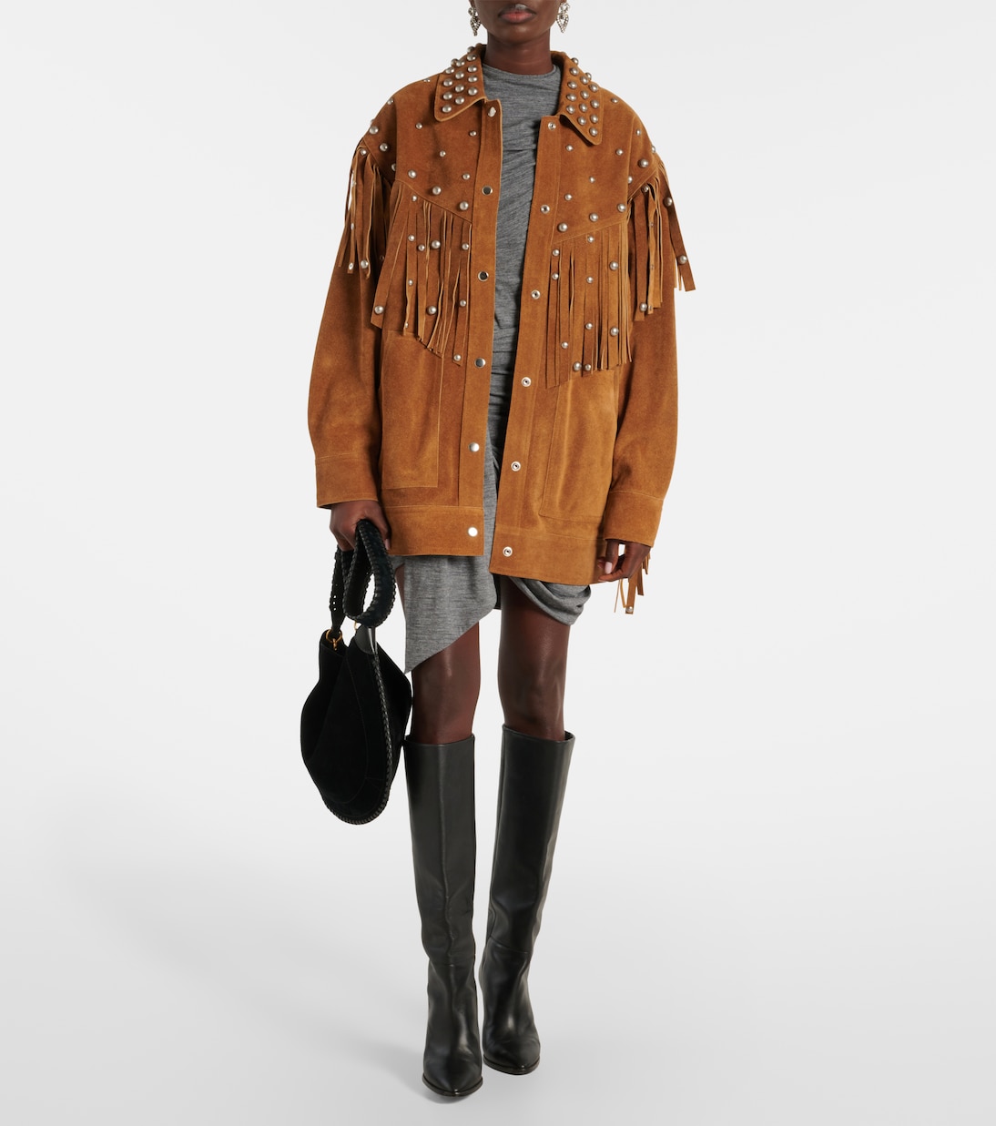 Fenzy embellished fringed suede jacket in beige Isabel Marant Mytheresa