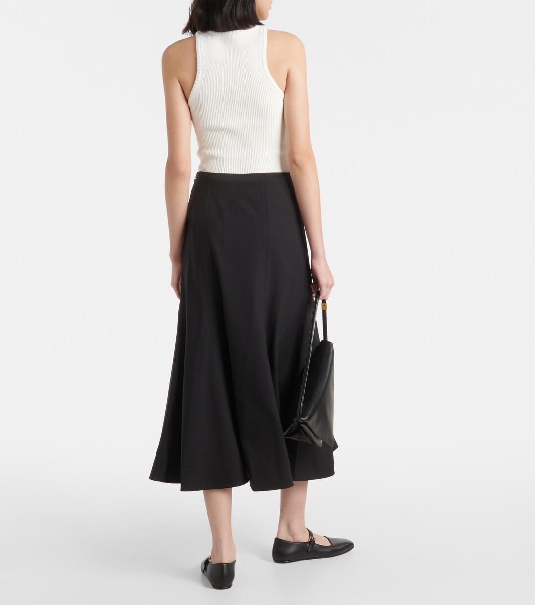 Brown Midi Skirt in Wool Blend