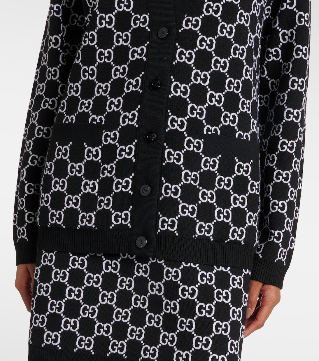 GG Short Sleeve Sweater BLack Jacquard