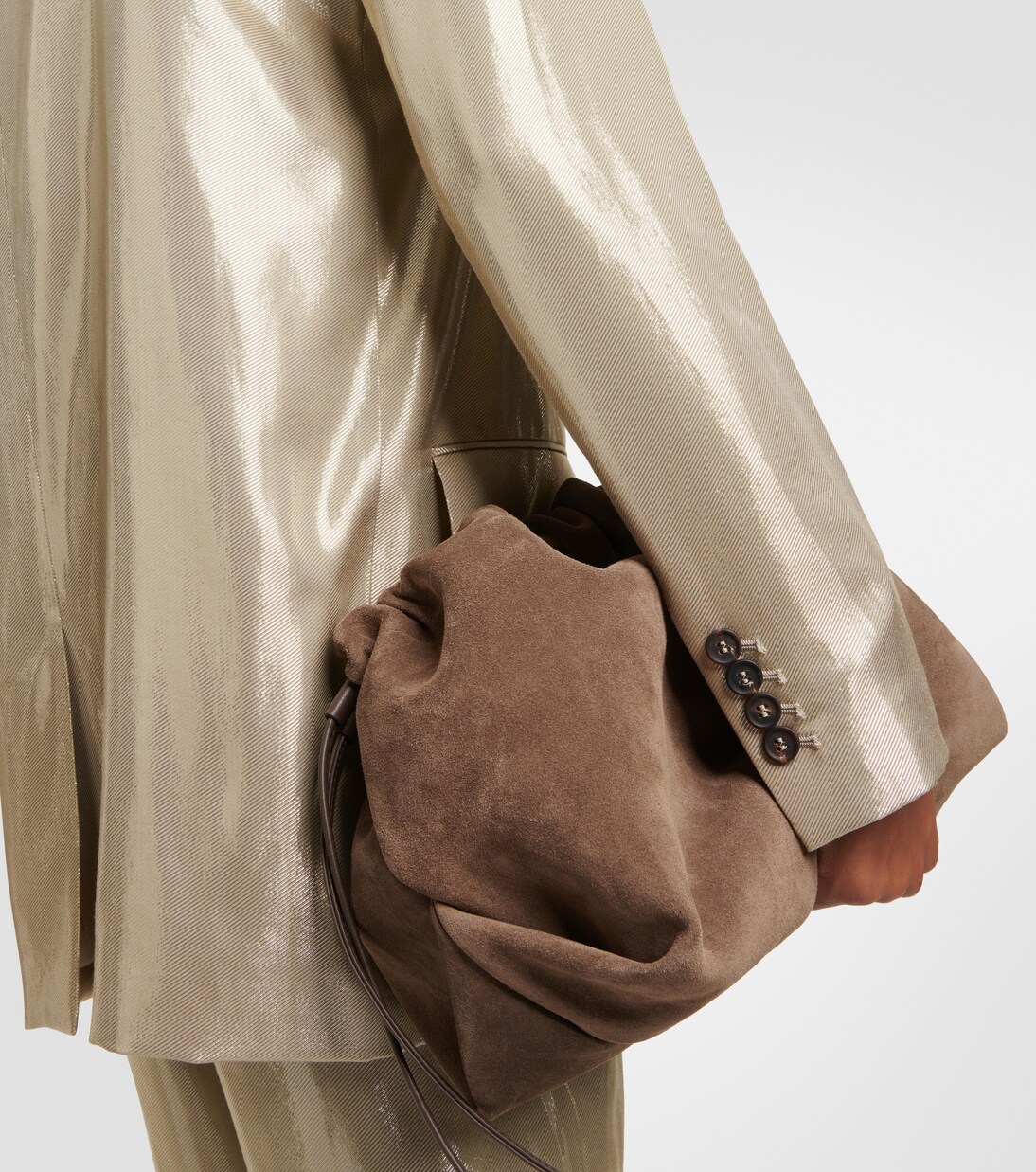 Blazer de gabardina metalizada en dorado Brunello Cucinelli Mytheresa