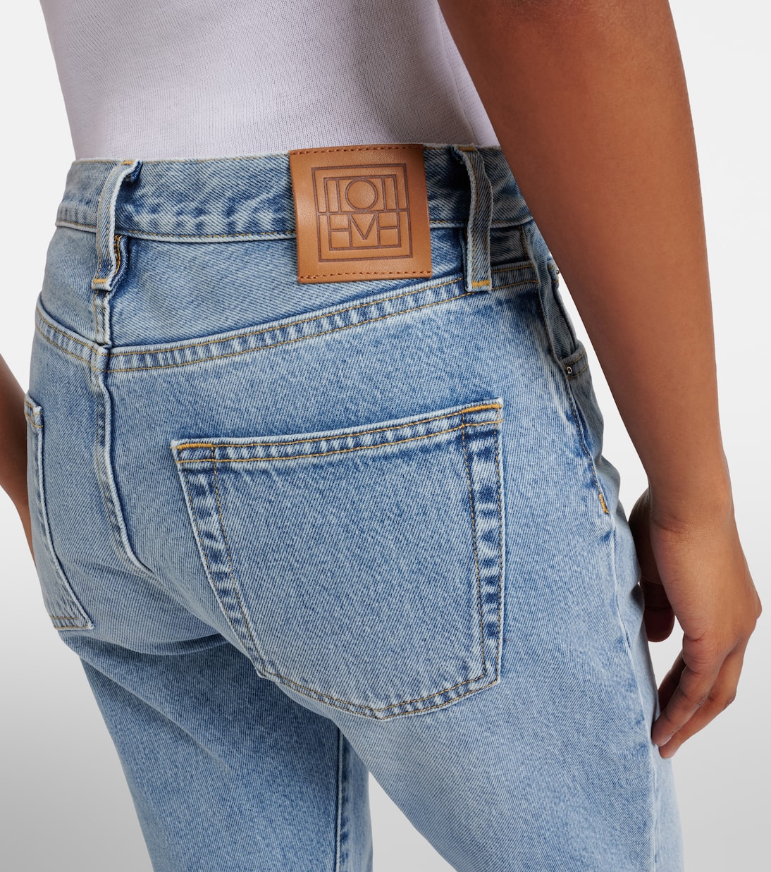 Twisted Seam mid-rise straight jeans in blue - Toteme | Mytheresa 