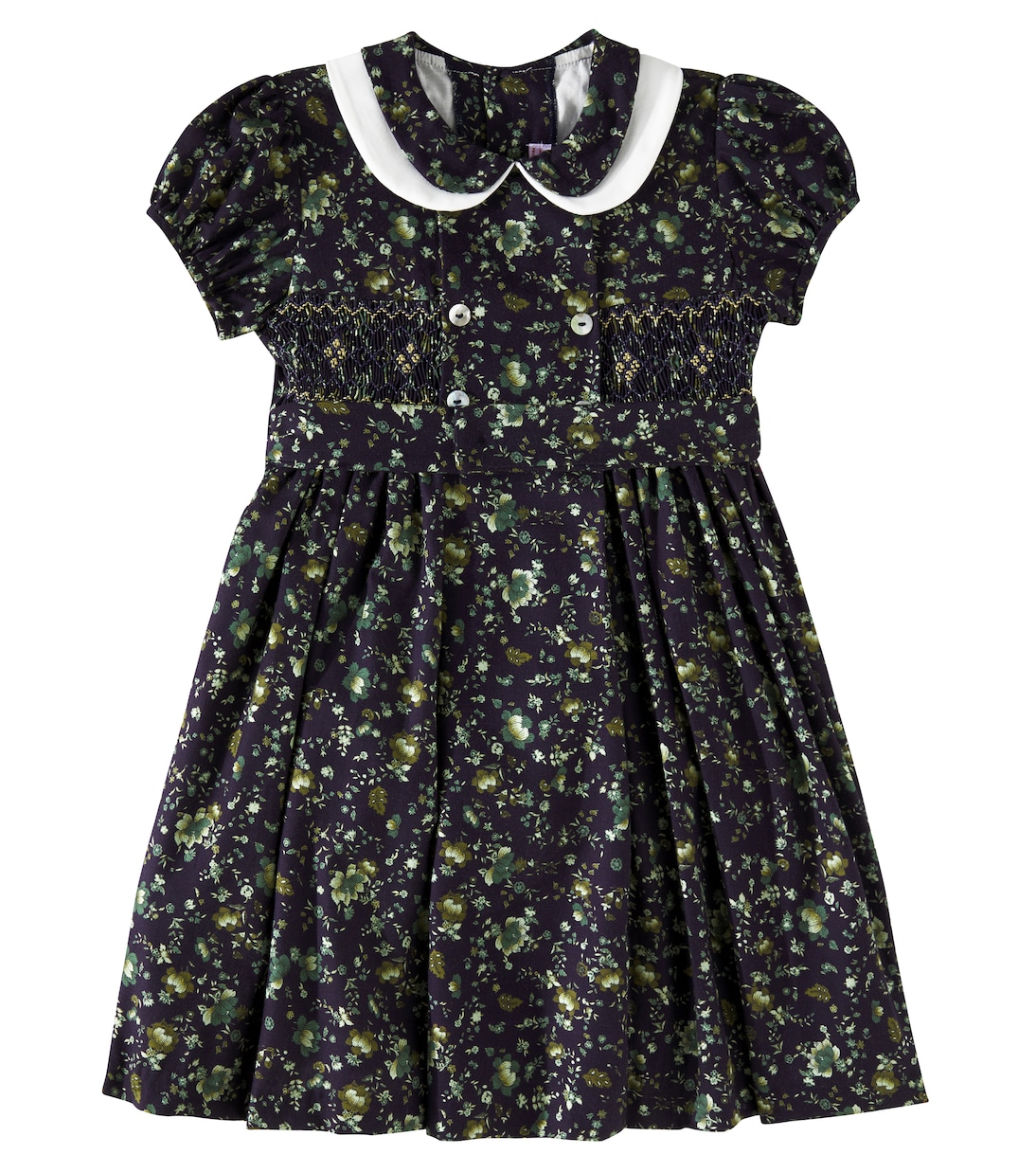 Arcadia floral smocked cotton dress in blue La Coqueta Mytheresa