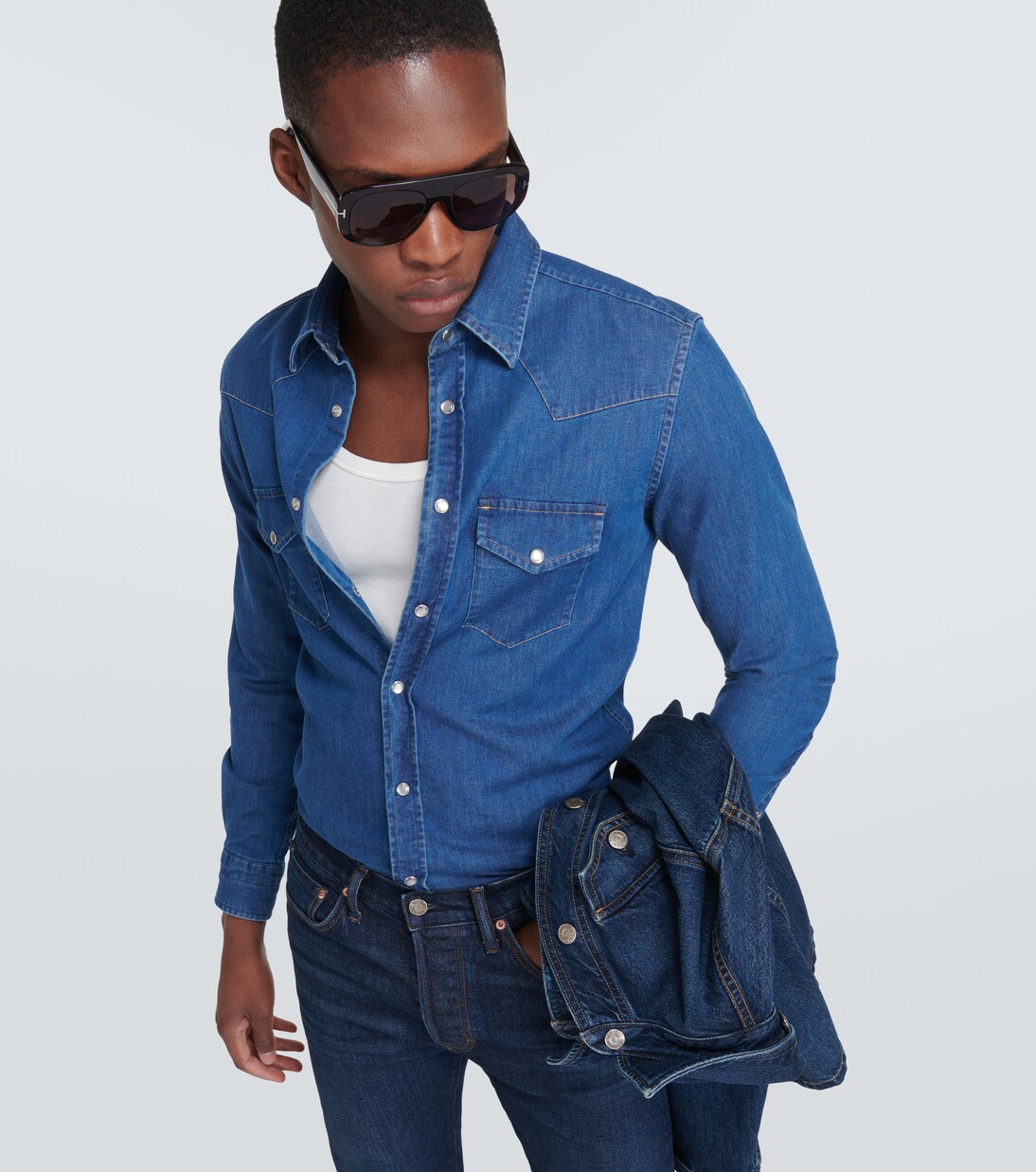 Denim Western shirt in blue - Tom Ford | Mytheresa
