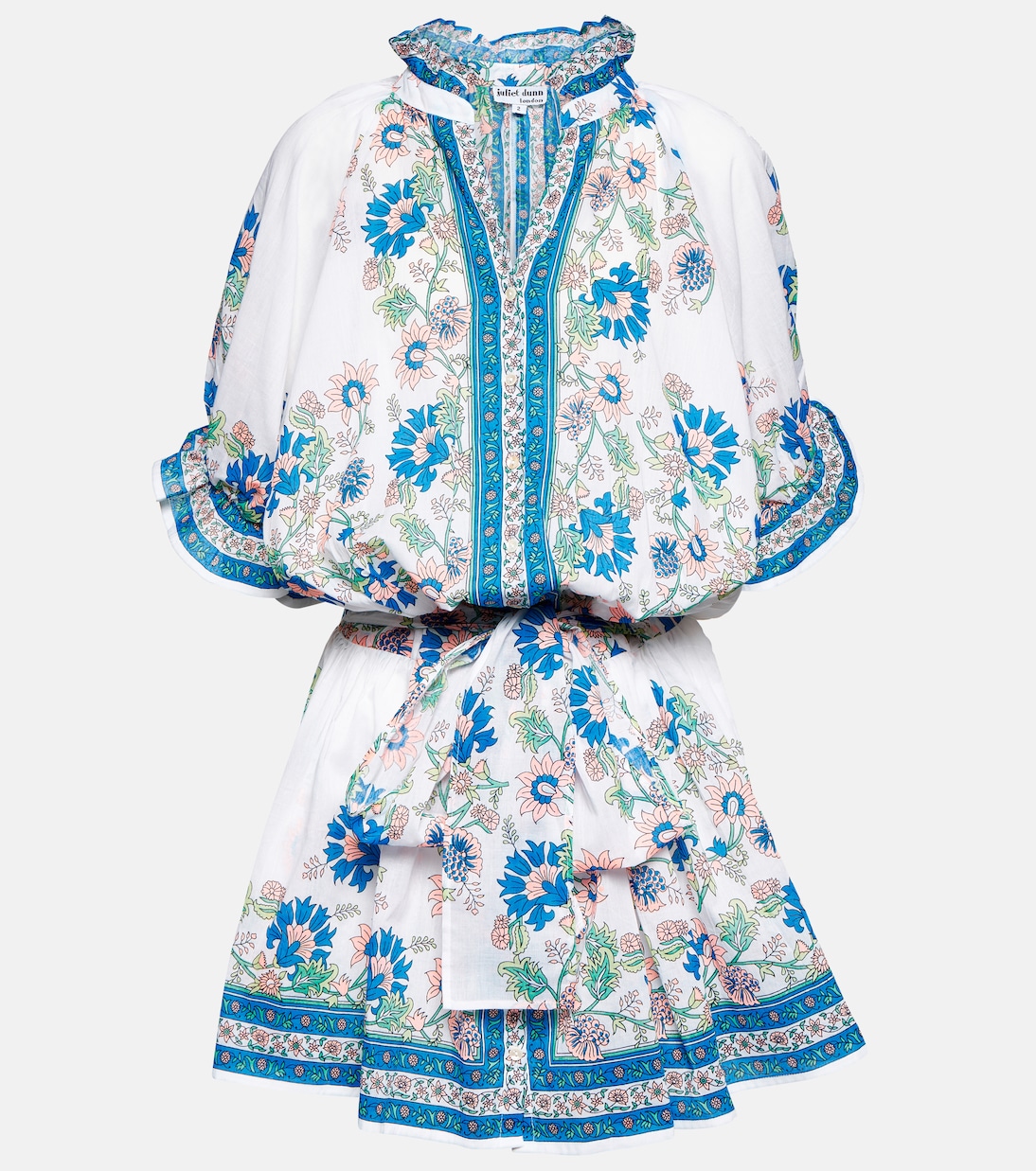 Floral cotton shirt minidress in multicoloured - Juliet Dunn | Mytheresa