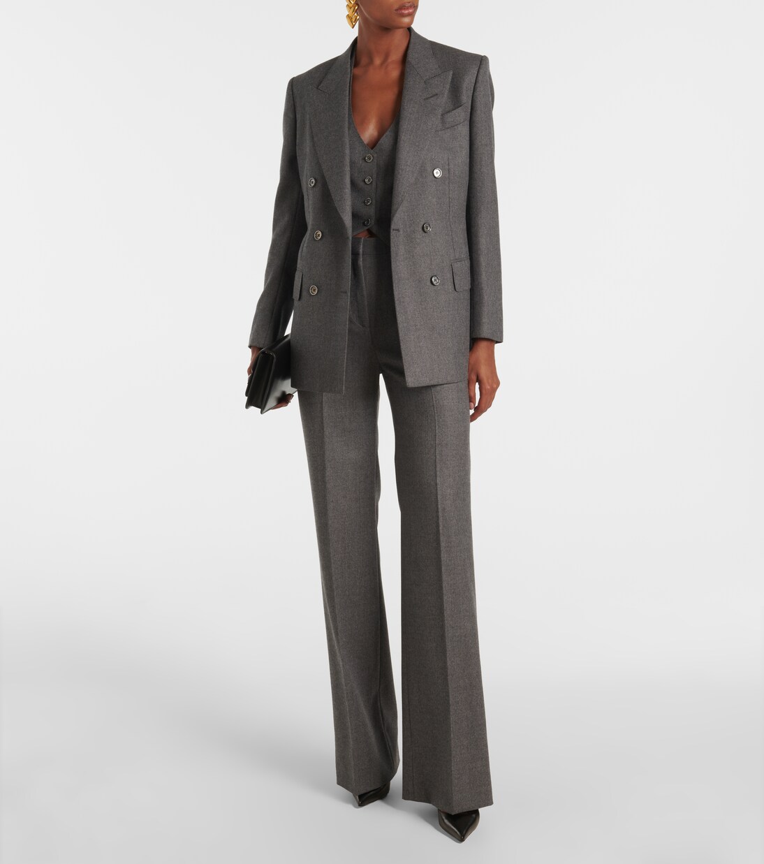 Tom Ford Black Fleece Wool Dress Pants