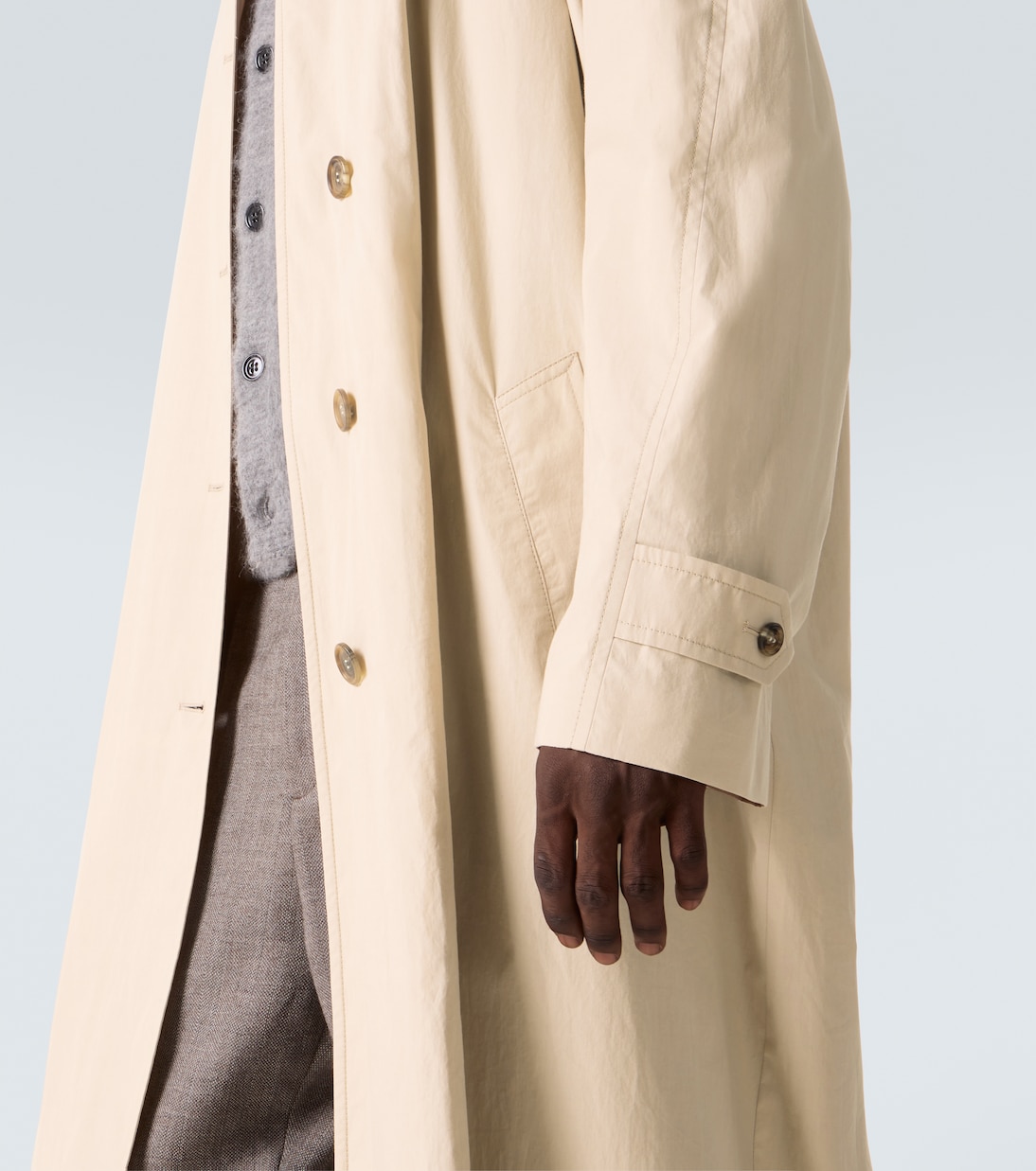 Logo cotton gabardine trench coat in beige - Miu Miu | Mytheresa